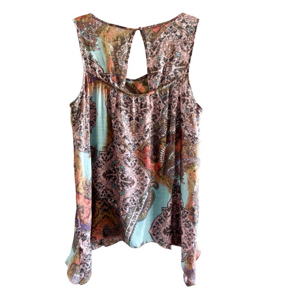 Spense Womens Boho Lightweight Sleeveless Tank Top Multicolor Size Large